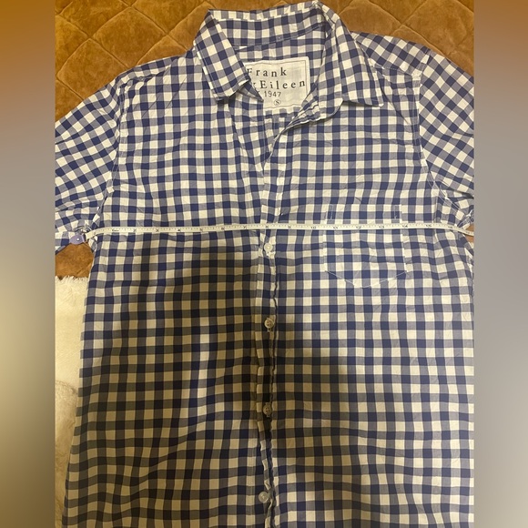 Frank & Eileen Blue and White Gingham Blouse Small - Picture 4 of 7